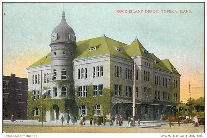 199839-Kansas, Topeka, Rock Island Railroad Depot, Train Station, 1911 PM - Topeka