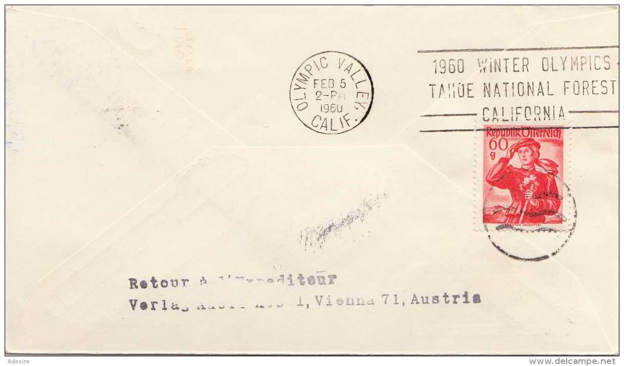 ÖSTERREICH 1960 - 1,5 S (Ank863) + 60 Gro Auf Brief Olympia Sonderflugpost - Variétés & Curiosités