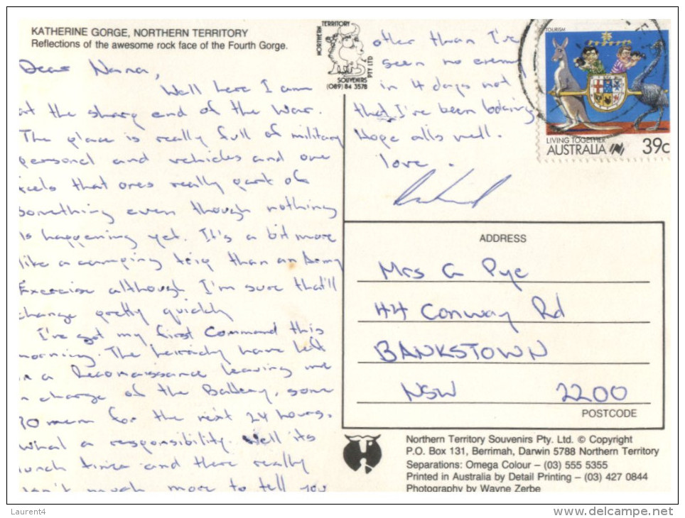 (100 ) Australia - NT - Katherine Gorge (with Living Together Stamp At Back Of Card) - Katherine