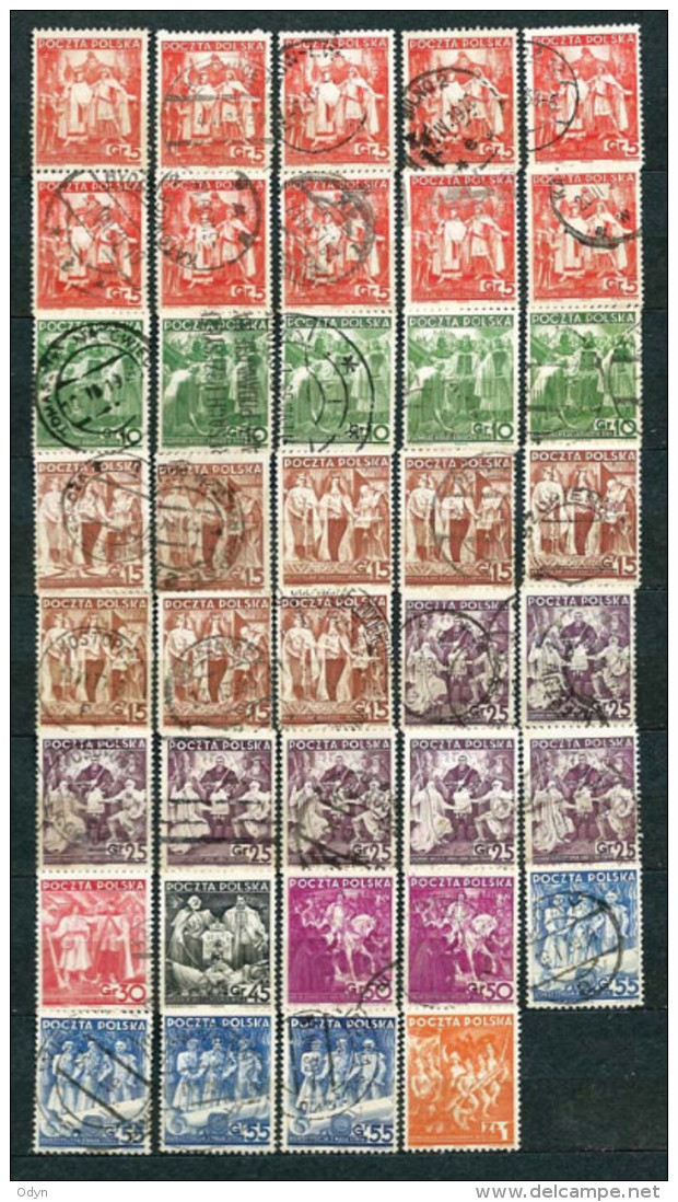 Poland Polen 1938, MiNr 331-343 + 355 - Incomplete - Lot Of 39 Stamps Used And Unused, Nice Cancels - See Description - Oblitérés