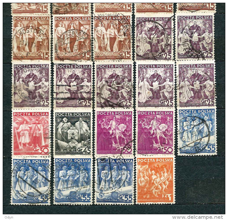 Poland Polen 1938, MiNr 331-343 + 355 - Incomplete - Lot Of 39 Stamps Used And Unused, Nice Cancels - See Description - Oblitérés