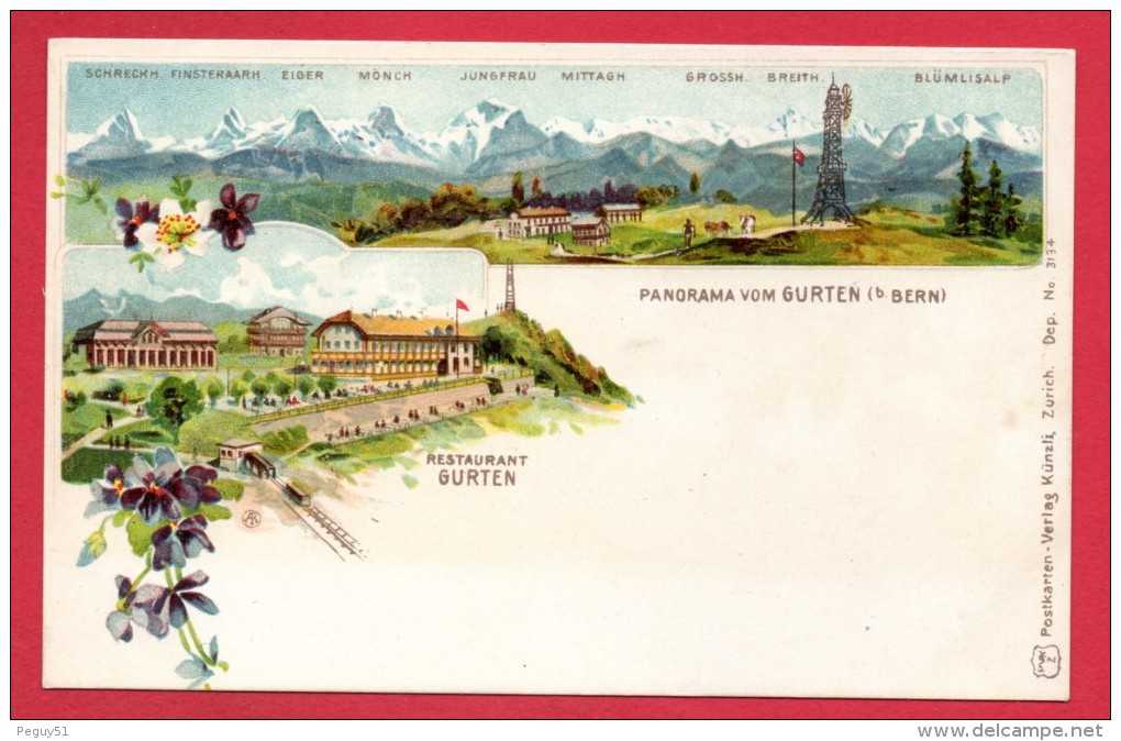 Suisse. Gurten (Colline De Berne).  Panorama Et Restaurant.  Ca 1900 - Berna