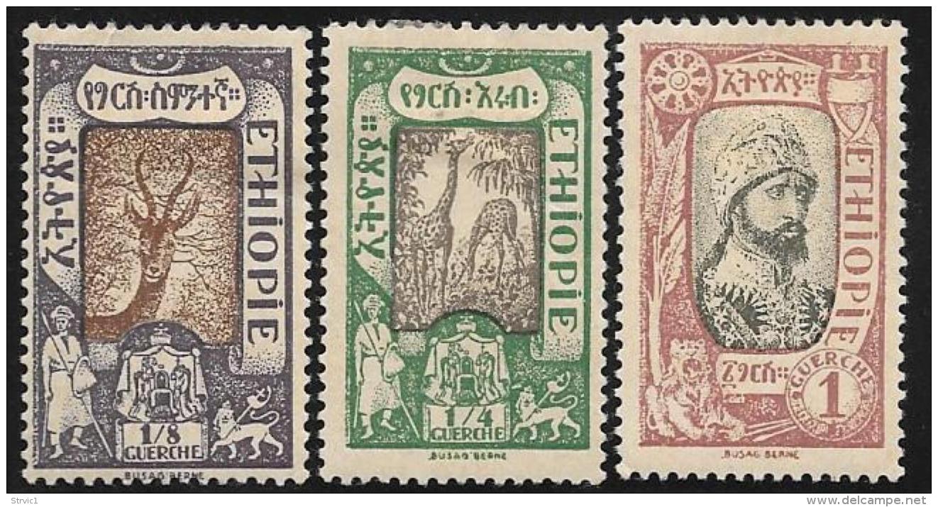 Ethiopia, Scott # 120-1, 123 Mint Hinged Gazelle,Giraffes, Tafari, 1919 - Ethiopia