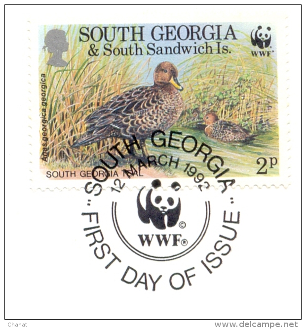 WATER BIRDS-WWF-SOUTH GEORGIA TEAL-FDC-1992-BX1-345 - Lettres & Documents