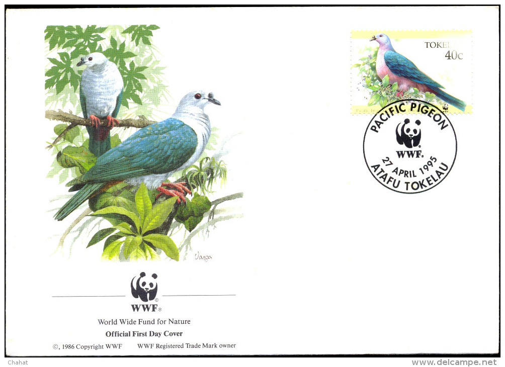 BIRDS-WWF-PACIFIC PIGEON-TOKELAU-FDC-1995-BX1-345 - Lettres & Documents