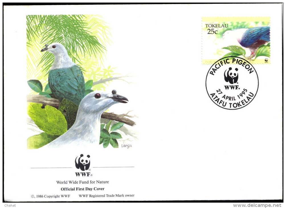 BIRDS-WWF-PACIFIC PIGEON-TOKELAU-FDC-1995-BX1-345 - Lettres & Documents