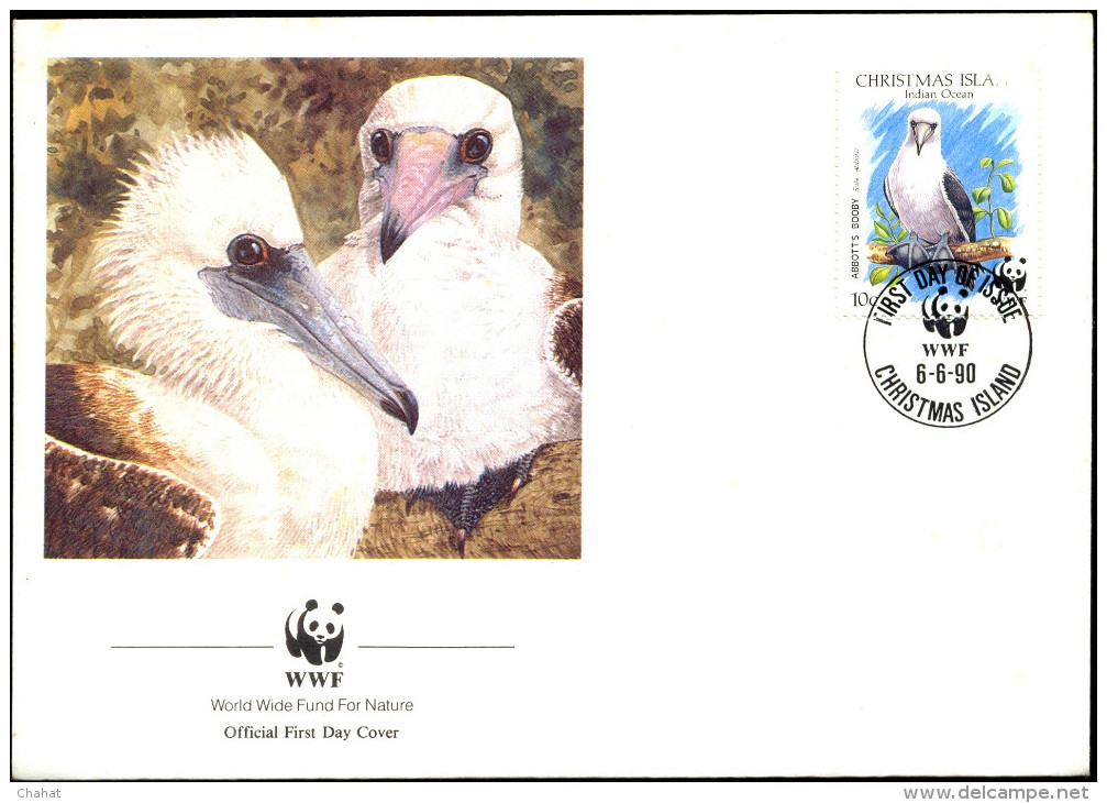 MARINE BIRDS-WWF-ABBOTT´S BOOBY-CHRISTMAS ISLANDS-FDC-1990-BX1-345 - Briefe U. Dokumente