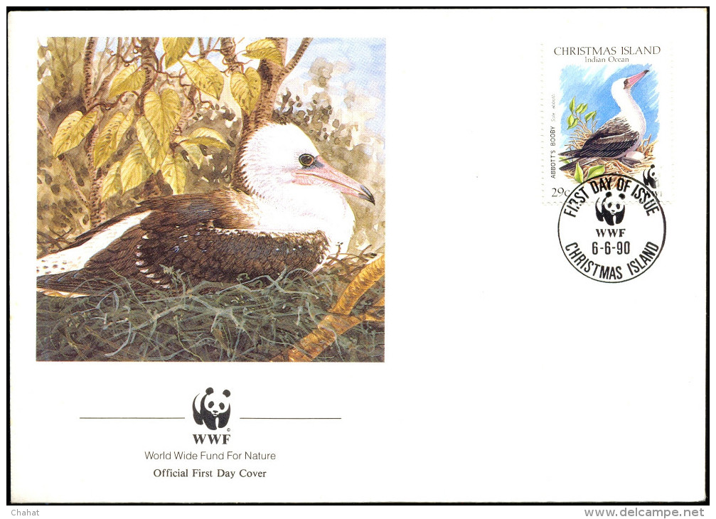 MARINE BIRDS-WWF-ABBOTT´S BOOBY-CHRISTMAS ISLANDS-FDC-1990-BX1-345 - Lettres & Documents