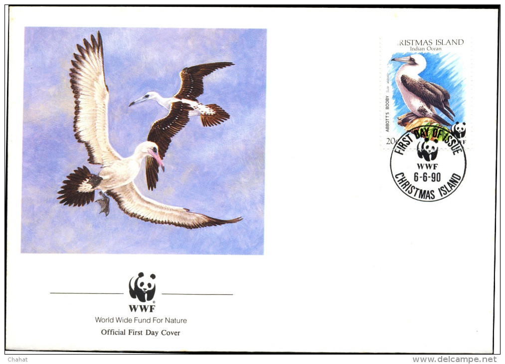 MARINE BIRDS-WWF-ABBOTT´S BOOBY-CHRISTMAS ISLANDS-FDC-1990-BX1-345 - Lettres & Documents