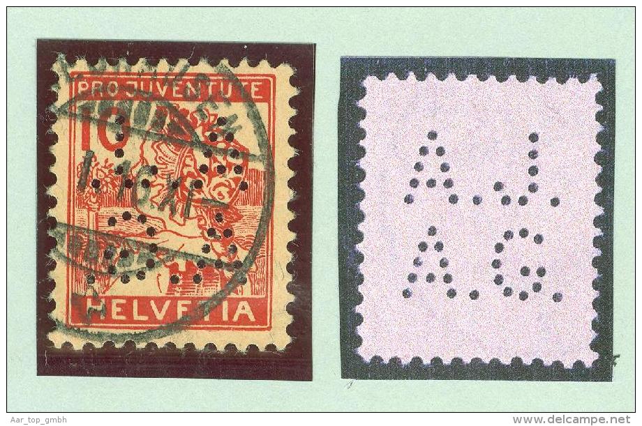 Schweiz Pro Juventute 1915 Zu#PJ3 Perfin A.J./A.G. #A028 - Oblitérés