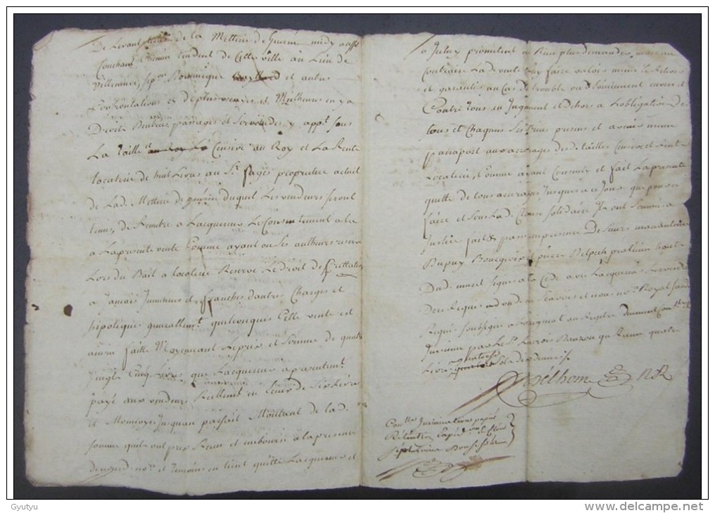 1752 Généralité D´Auch, Muret, Vente Lasseube à Beruz - Manuscrits