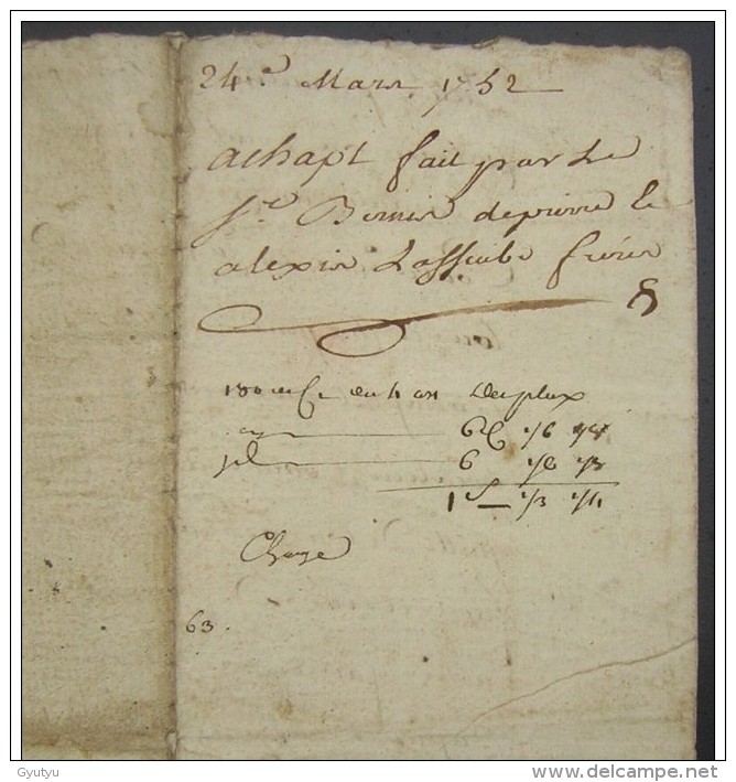 1752 Généralité D´Auch, Muret, Vente Lasseube à Beruz - Manuscrits