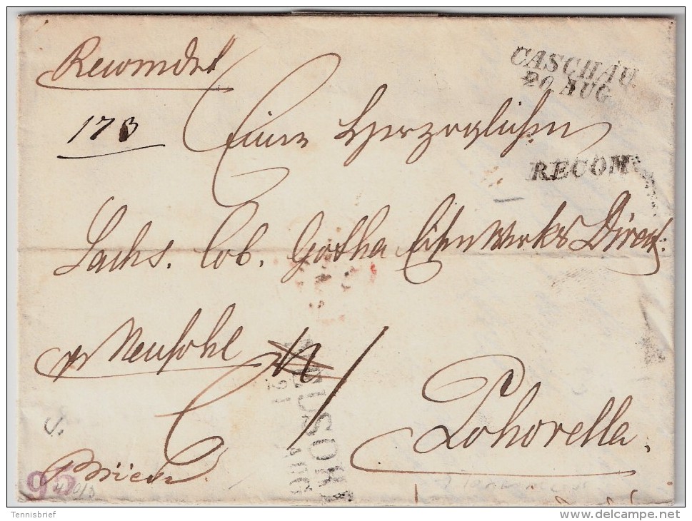 Österreich, 1846, " Caschau " Reco Und Tax-Korektur-Stp. , #5681 - ...-1850 Voorfilatelie