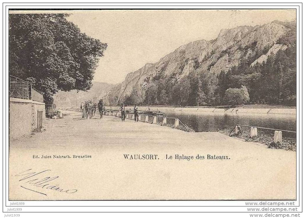 WAULSORT ..-- HASTIERE ..-- Halage Des Bateaux . 1902 Vers ENGHIEN - LES - BAINS ( Melle L. Rochefort ) . Voir Verso . - Hastière