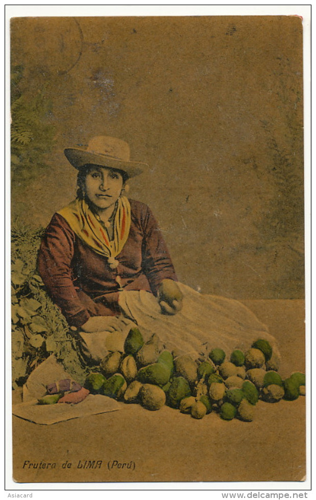 Frutera De Lima Aguacates Vendeuse D' Avocats Palta  Vers Cuba 1913 Avocado Seller - Pérou