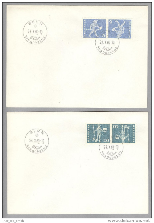 Schweiz Kehrdruck 1960-10-24 FDC Kehrdrucke Auf 4 Briefen - Tête-bêche