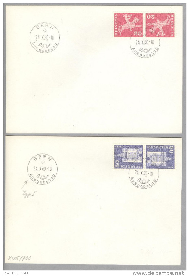 Schweiz Kehrdruck 1960-10-24 FDC Kehrdrucke Auf 4 Briefen - Tête-bêche