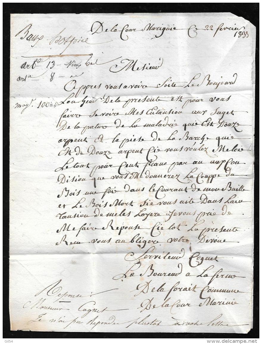 Lettre De Lorris En Port Payé , Cachet Rouge, 23 Fevrier 1833  ( Ensemble Peu Courant  - Pma2802 - 1801-1848: Précurseurs XIX