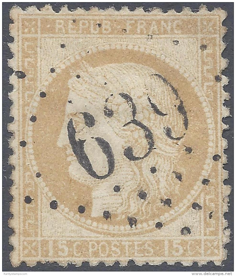 FRANCE 1873 CERES 15c N&ordm; 55 BRION SUR OURCE 639 INDICE 7 - 1871-1875 Cérès