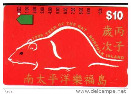 NORFOLK ISLAND $10  YEAR OF THE RAT CHINESE ZODIAC 4TH TAMURA ISSUE NOR-M-8 READ DESCRIPTION !! - Isola Norfolk