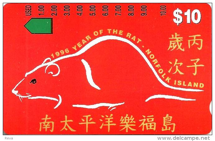 NORFOLK ISLAND $10  YEAR OF THE RAT CHINESE ZODIAC 4TH TAMURA ISSUE NOR-M-8 READ DESCRIPTION !! - Norfolkinsel