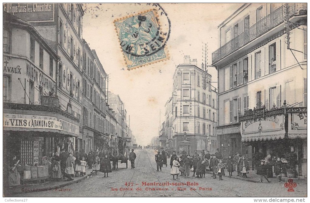 93- MONTREUIL - SOUS-BOIS -  LA CROIX DE CHAVAUX - RUE DE PARIS - (éditeur Fleury N° 477) - Montreuil