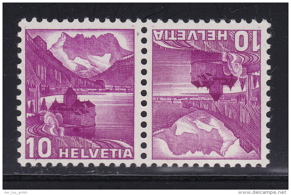 Schweiz Kehrdruck 1936 Zu#203y.2.02** Doppelprägung Ganze Marke - Tête-bêche