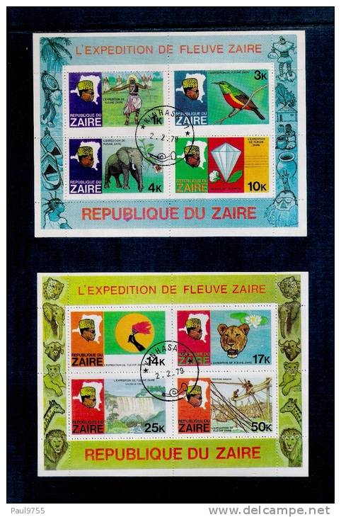 ZAIRE 1979    COB BLOCS FEUILLET 30 A+B ( 967-974) 0/used  FDC NON EMIS EXPEDIT.FLEUVE ZAIRE - Gebruikt