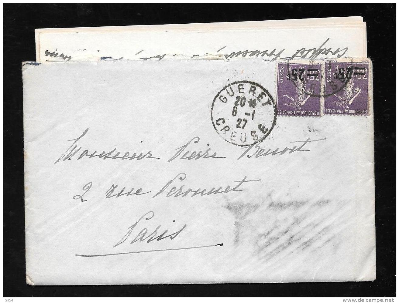 Lettre (LAC)  Affranchie Par Yvert N°218 X 2 AU 8/01/1927 - Pma2904 - Briefe U. Dokumente