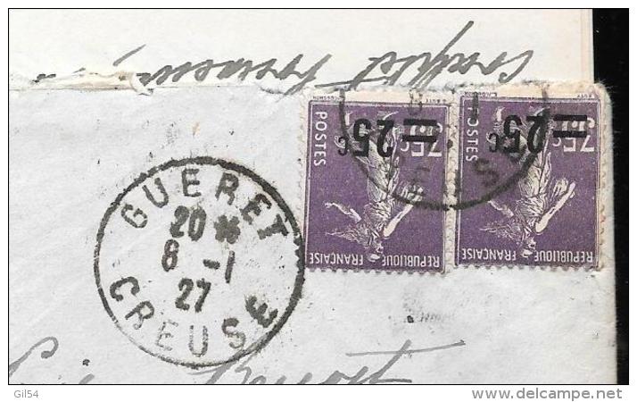 Lettre (LAC)  Affranchie Par Yvert N°218 X 2 AU 8/01/1927 - Pma2904 - Briefe U. Dokumente