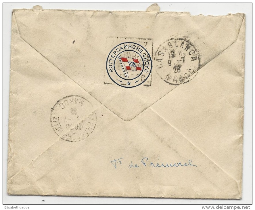 NEDERLAND - 1928 - ENVELOPPE PAR AVION URGENT De AMSTERDAM Pour MARRAKECH (MAROC) - Postal History