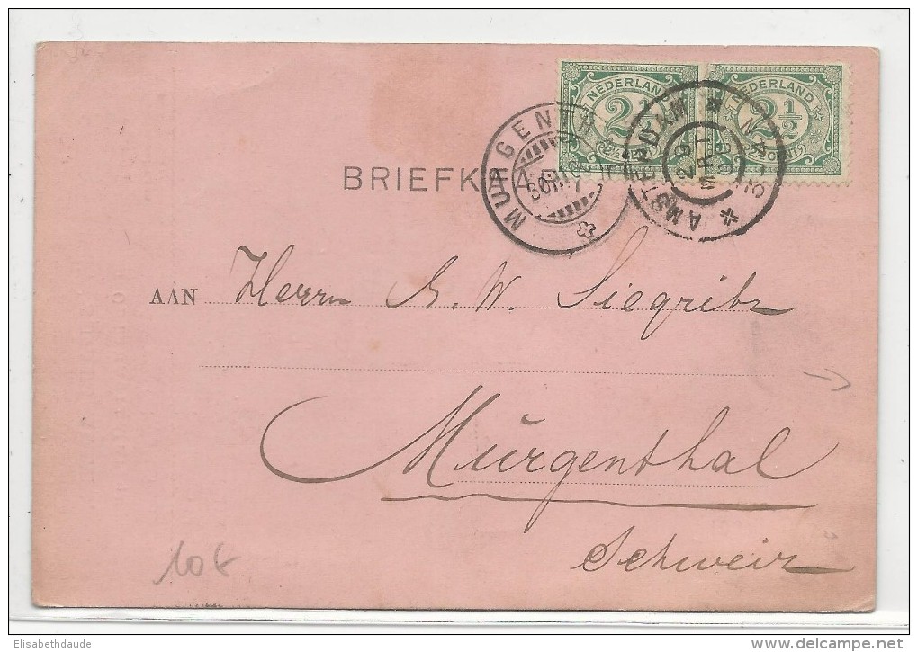 NEDERLAND - 1900 - CARTE COMMERCIALE (OPTIQUE) De AMSTERDAM Pour MURGENTHAL (SUISSE) - Storia Postale