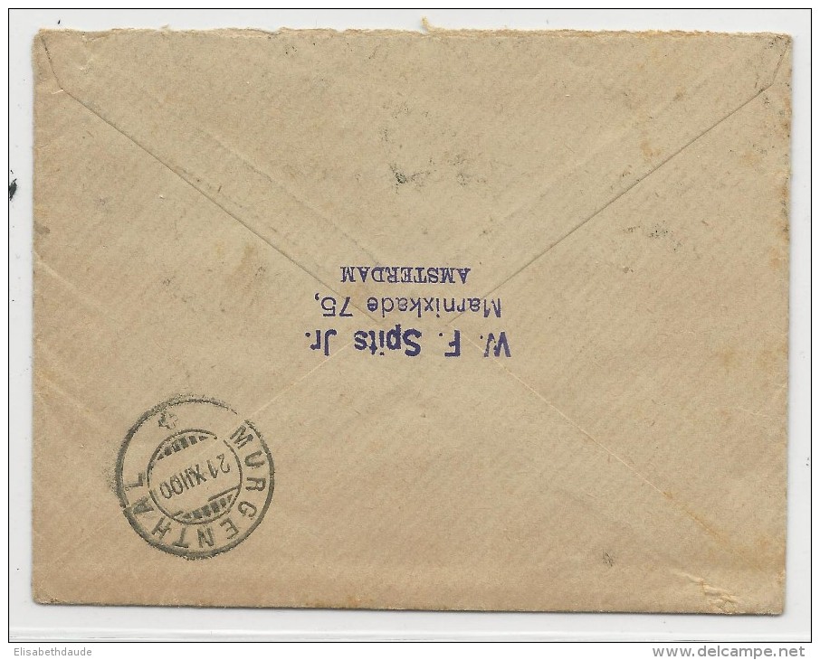 NEDERLAND - 1900 - ENVELOPPE RECOMMANDEE De AMSTERDAM Pour MURGENTHAL (SUISSE) - Marcophilie