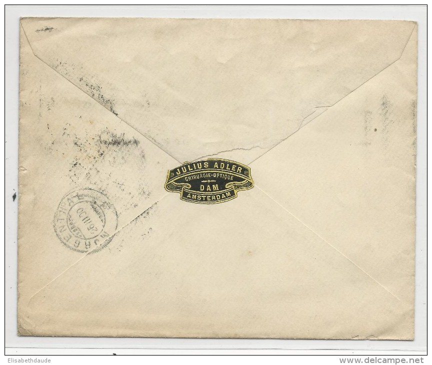 NEDERLAND - 1900 - ENVELOPPE De AMSTERDAM Pour MURGENTHAL (SUISSE) - ETIQUETTE COMMERCIALE Au DOS - Postal History