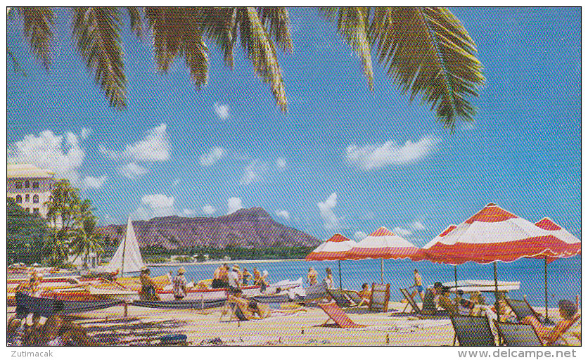 United Air LInes Airline Issue Postcard Hawaii Waikiki Beach - 1946-....: Moderne