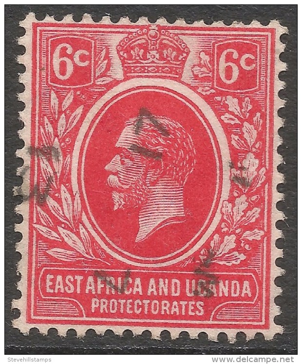 East Africa & Uganda Protectorates. 1912-21 KGV. 6c Used. Mult Crown CA W/M. SG 46 - Protettorati De Africa Orientale E Uganda