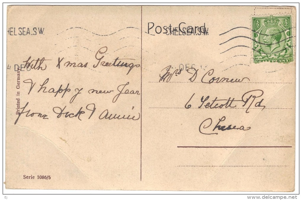 A Merry Christmas (angel, Tree, Bells) - Postmark 1913 - Angels