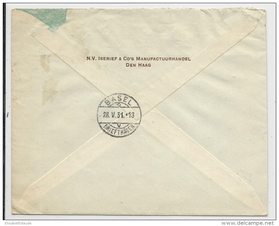 NEDERLAND - 1931 - ENVELOPPE RECOMMANDEE De S´GRAVENHAGE Pour BASEL (SUISSE) - - Poststempel