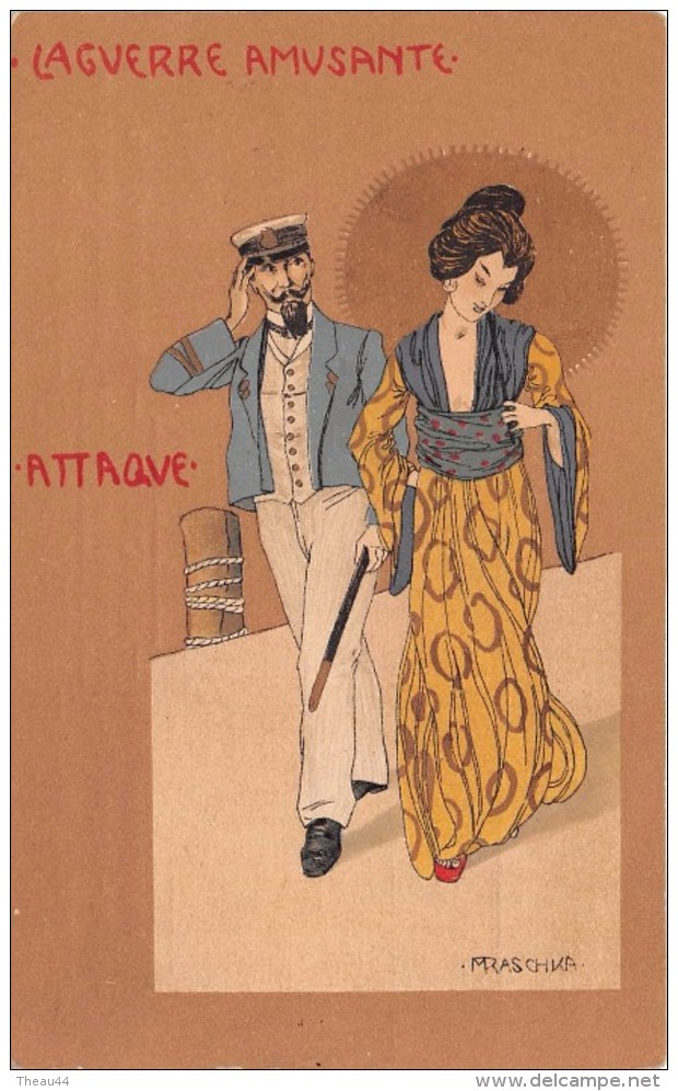 ¤¤  -  Illustrateur  "  RAPHAEL  KIRCHNER  "  -  La Guerre Amusante  -  Attaque  -  Japonnaise    -  Art Nouveau - Kirchner, Raphael