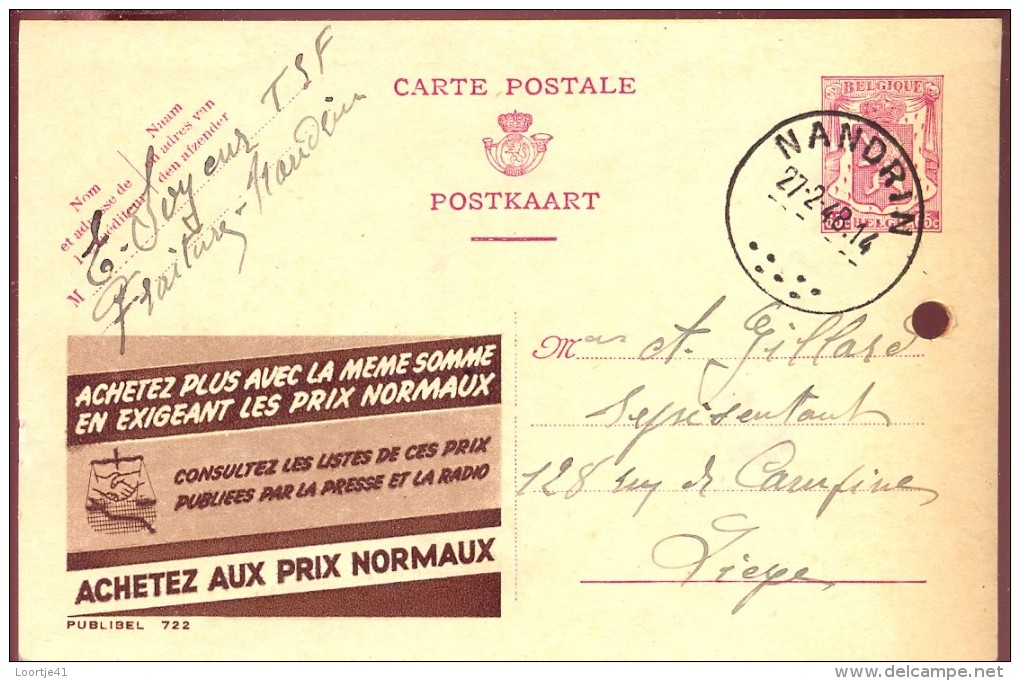 Briefkaart - Postkaart - CP - Publibel 722 -  Nandrin Naar  Huy - 1948 - Publibels