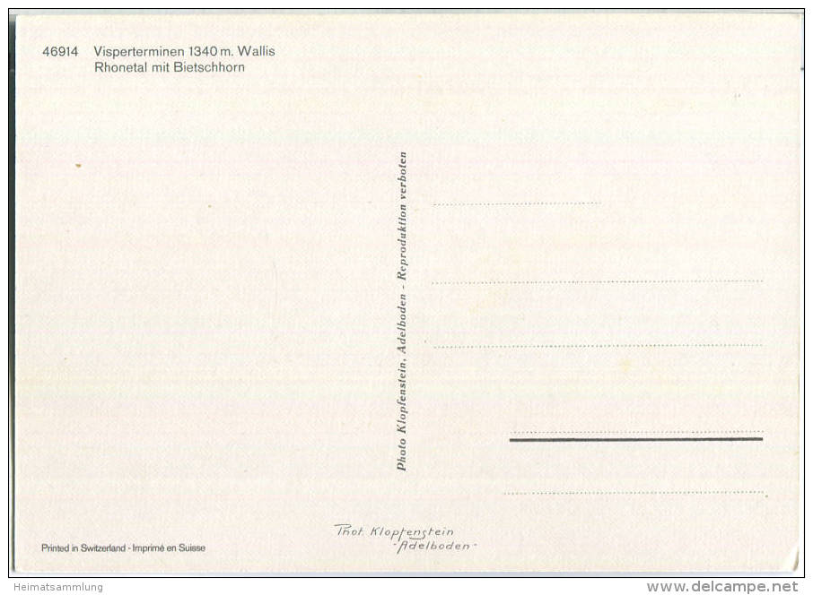 Visperterminen - Bietschhorn - Verlag Klopfenstein Adelboden - Visperterminen