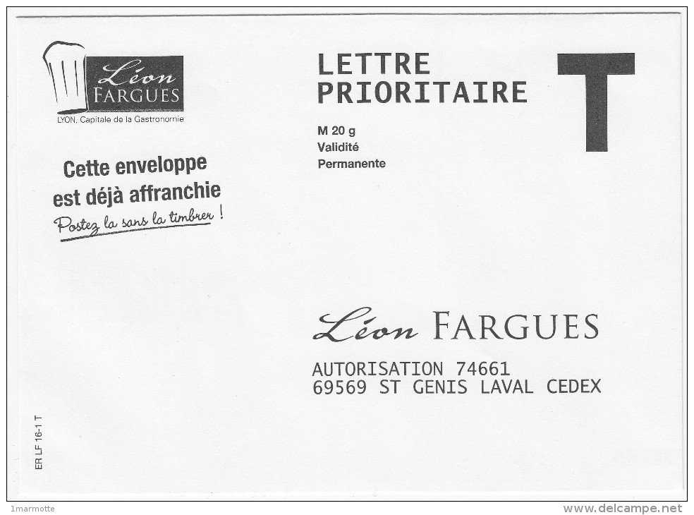 Enveloppe Réponse T - Léon Fargues - Buste Risposta T
