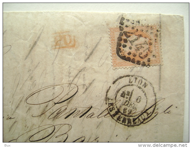 1896  LETTER SENT FROM LYON FRANCE IN BARI ITALY - Other & Unclassified