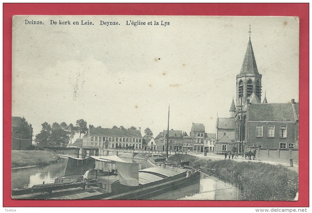 Deinze - De Kerk En Leie - Binneneschip  - 1913 ( Verso Zien ) - Deinze