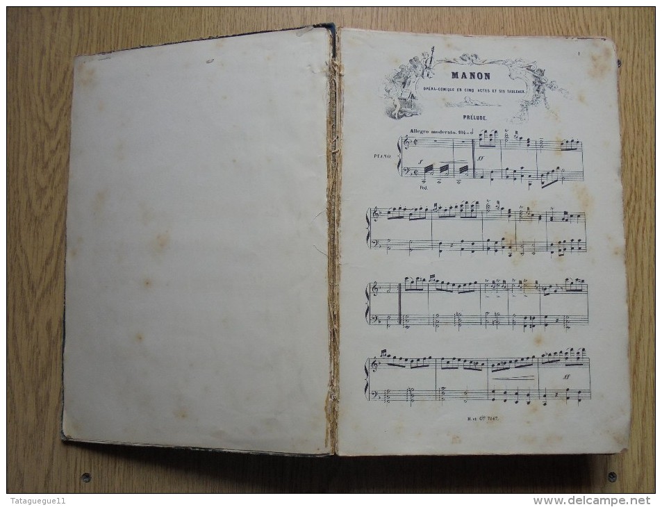 Ancien - Livre Partition MANON Opéra Comique Musique De J. MASSENET - Opera