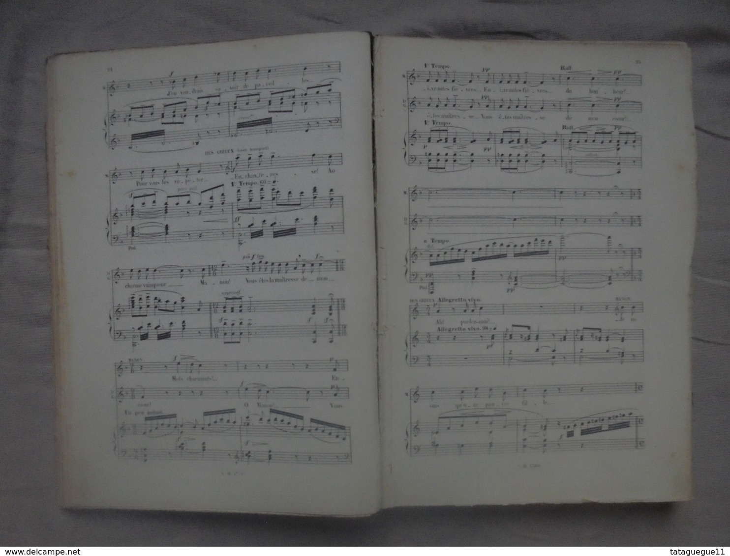 Ancien - Livre Partition MANON Opéra Comique Musique De J. MASSENET - Opera