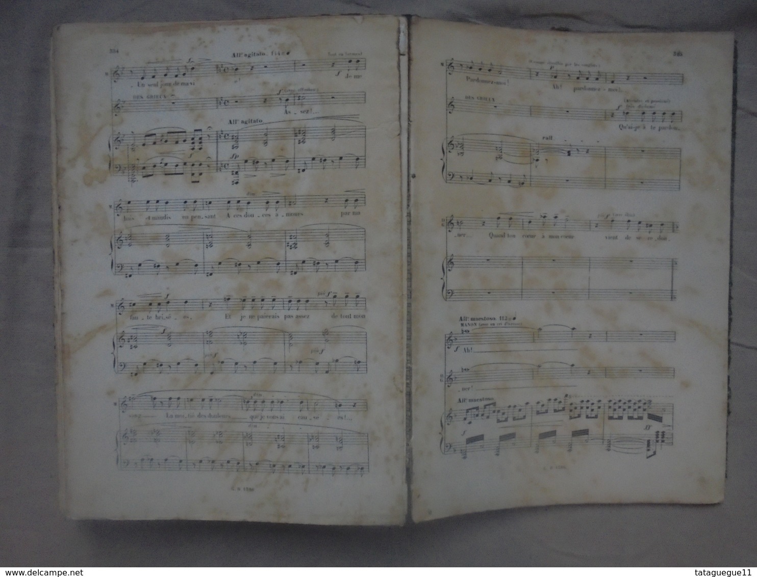 Ancien - Livre partition MANON Opéra comique Musique de J. MASSENET