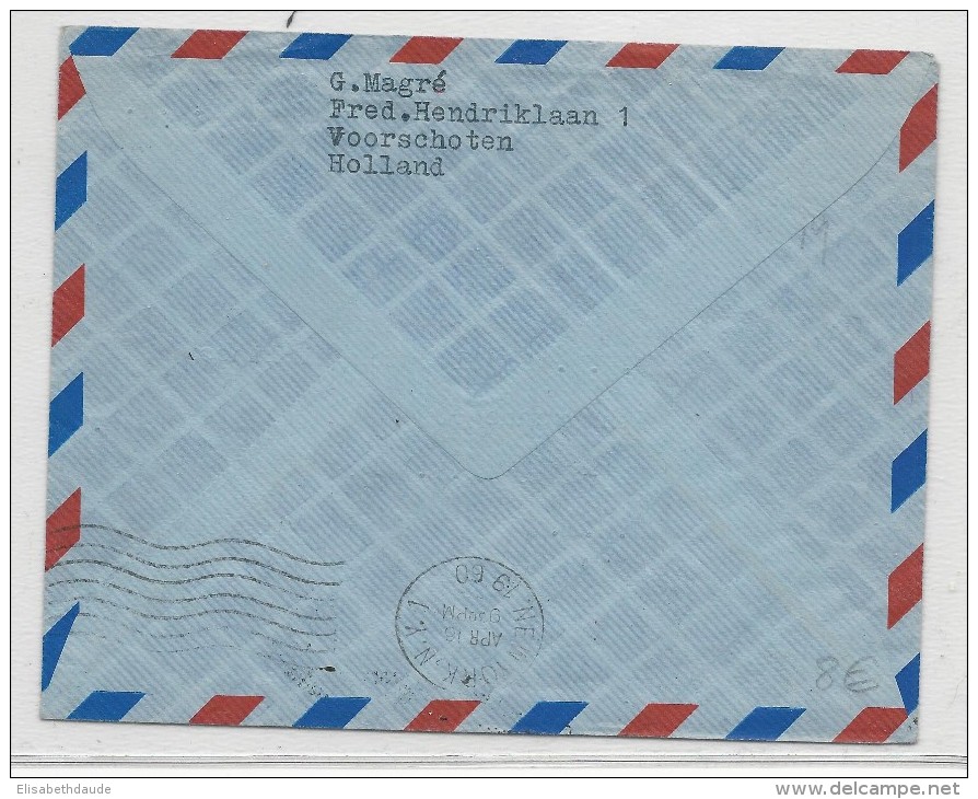 NEDERLAND - 1960 - ENVELOPPE  De DELFT - 1° VOL FIRST FLIGHT KLM AMSTERDAM à NEW YORK (USA) - Postal History