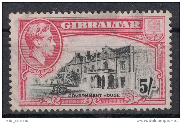 Gibraltar - Timbre N° 112 (111 ?) Oblitéré TB (COTE 20€) (faciale 5d Government House) - Gibilterra