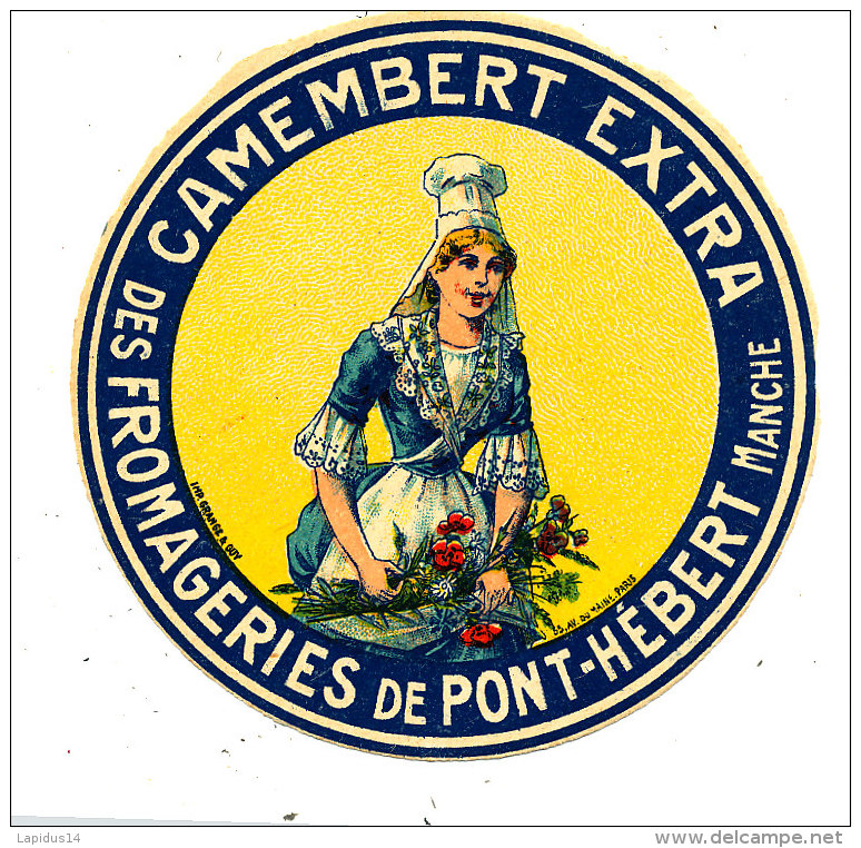 M 553/  ETIQUETTE DE  FROMAGE  CAMEMBERT   DES FROMAGERIES DE PONT - HEBERT  ( MANCHE) - Cheese